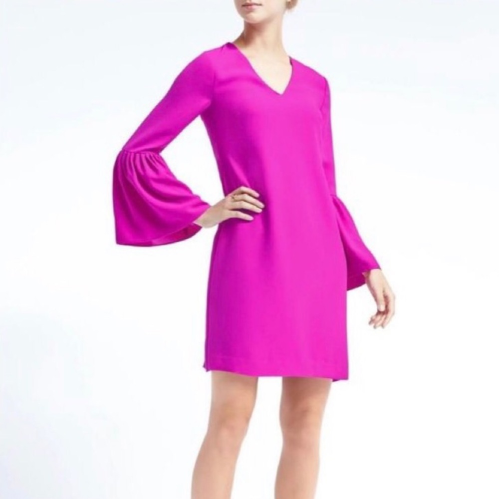 BANANA REPUBLIC magenta bell sleeve shift dress